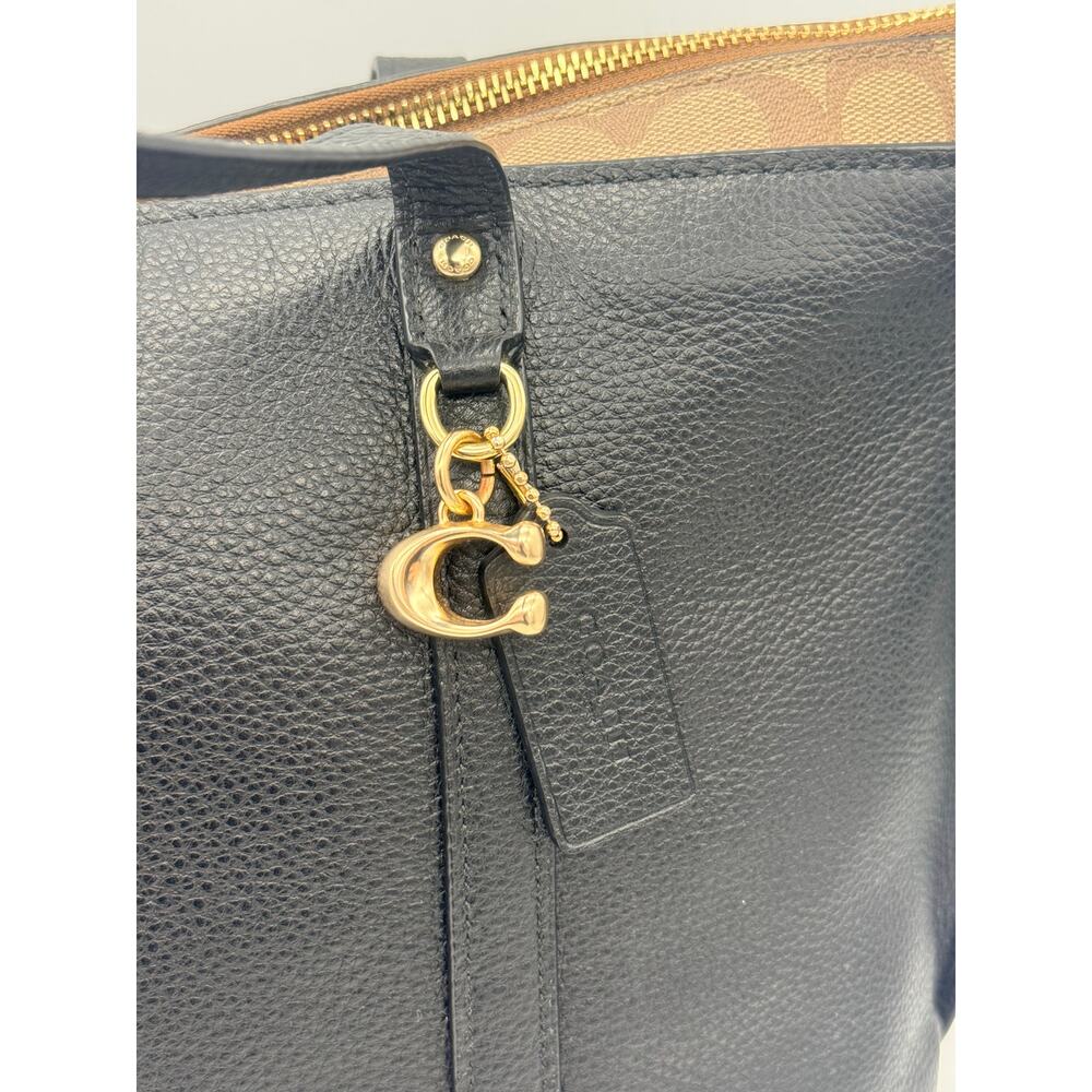 Coach May Tote in Refined Pebble Leather with Signature Canvas Detail - Black - Picture 3 of 11